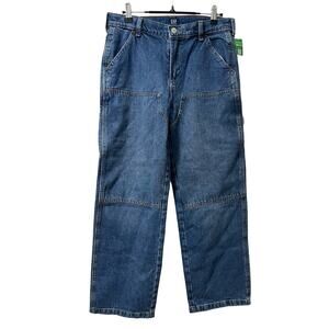 GAP Womens 90s Carpenter Mid Rise Jeans Size 12 Husky Blue Western Ranch NWT